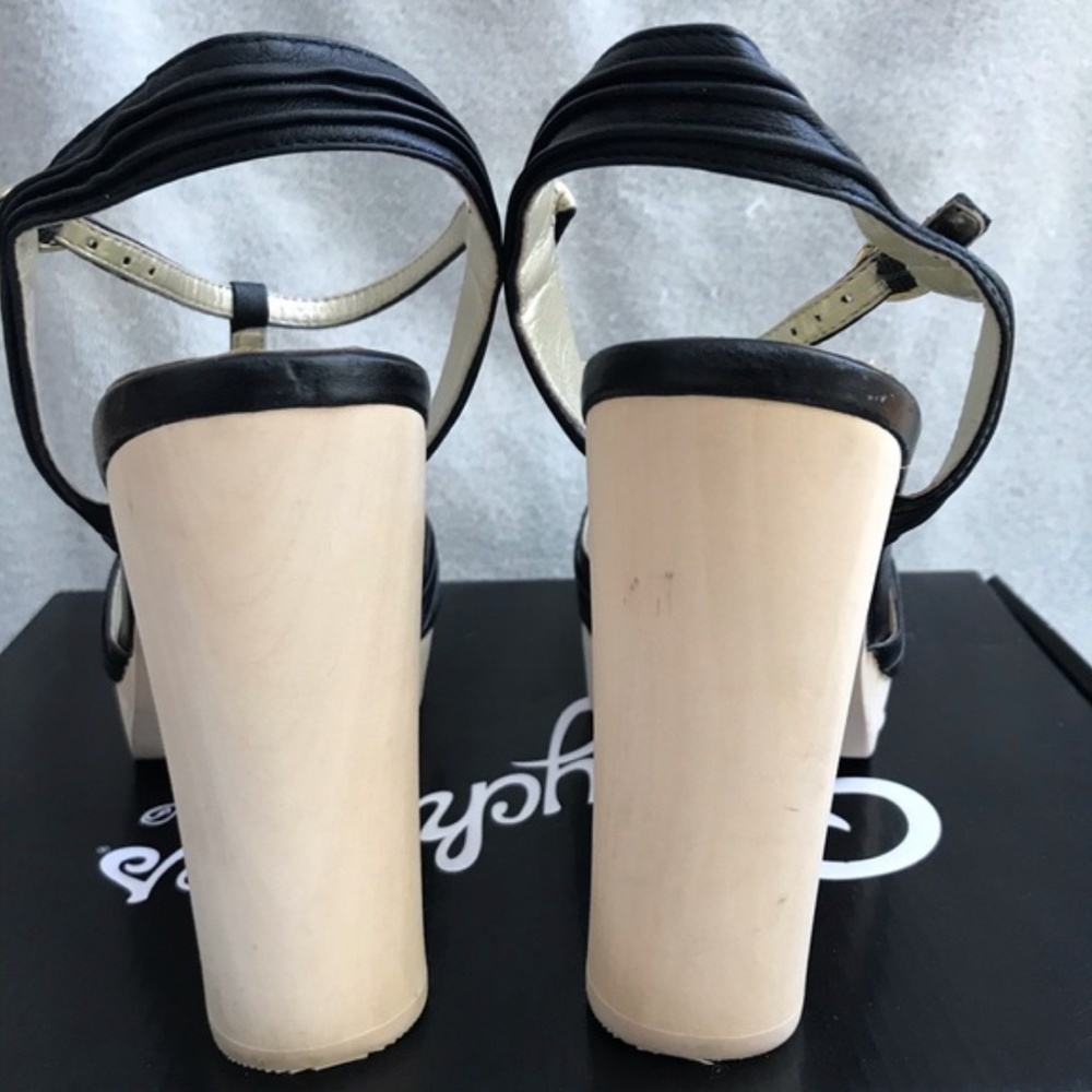 Seychelles Leather Sandals 5 inch Heels Size 8.5 Black Platform High Heel New - Picture 8 of 14